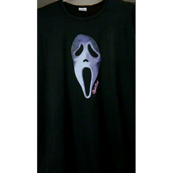 Men’s Black Ghostface Scream Graphic T-Shirt Size L Horror Movie Tee Y2K Grunge - Picture 2 of 5